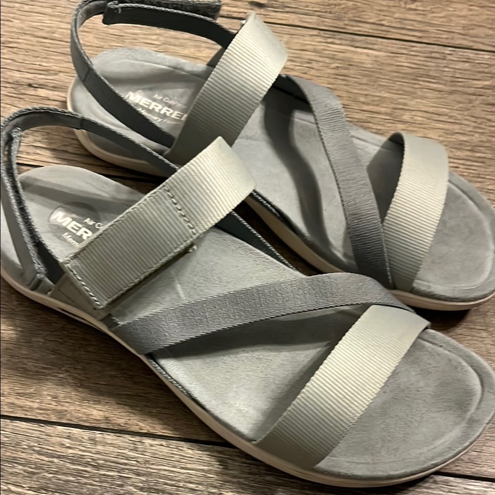 Merrell Gray Sandals with Cushioned Footbed and Sturdy Sole - Picture 2 of 10